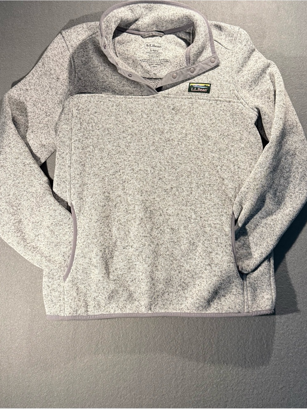 L.L.Bean Gray Heather Snap Pullover Fleece